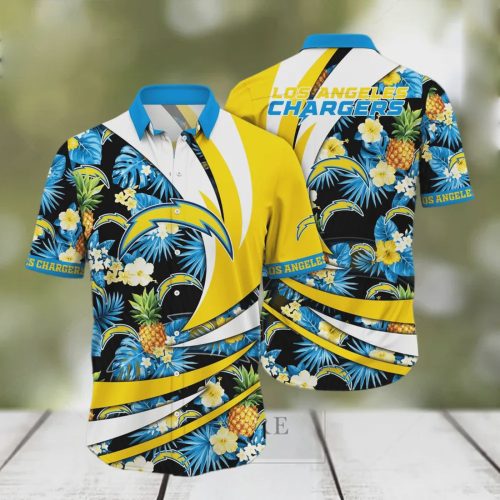 Los Angeles Chargers Ocean Waves Aloha Hawaiian Shirt