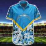 Los Angeles Chargers Short Floral Hawaiian Shirt Los Angeles Chargers Short Floral Hawaiian Shirt