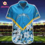 Los Angeles Chargers Short Floral Hawaiian Shirt Los Angeles Chargers Short Floral Hawaiian Shirt