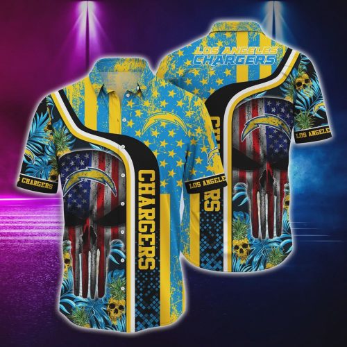 Los Angeles Chargers Skull Tropical Hawaiian Shirt