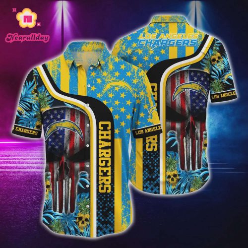Los Angeles Chargers Skull Tropical Hawaiian Shirt