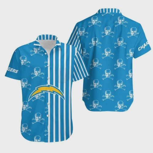 Los Angeles Chargers Stripes And Skull Hawaiian Shirt