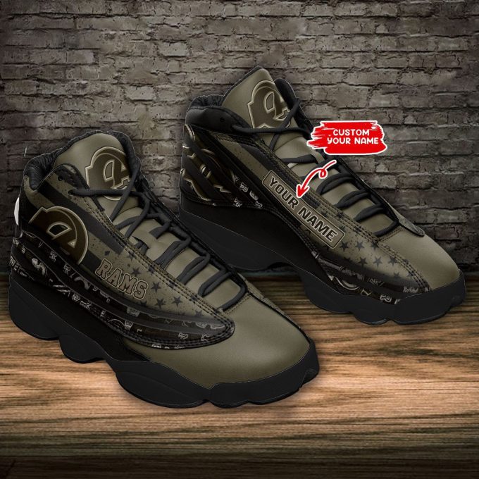 Los Angeles Rams Custom Name Air Jordan 13 Sneakers BG183