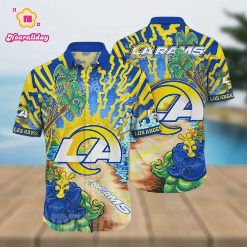 Los Angeles Rams Flower Colorful Printed Hawaiian Shirt