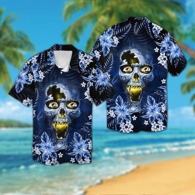 Los Angeles Rams Skull Hawaiian Shirt Gift for Men Women #2