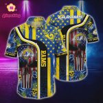 Los Angeles Rams Skull US Flag Hawaiian Shirt