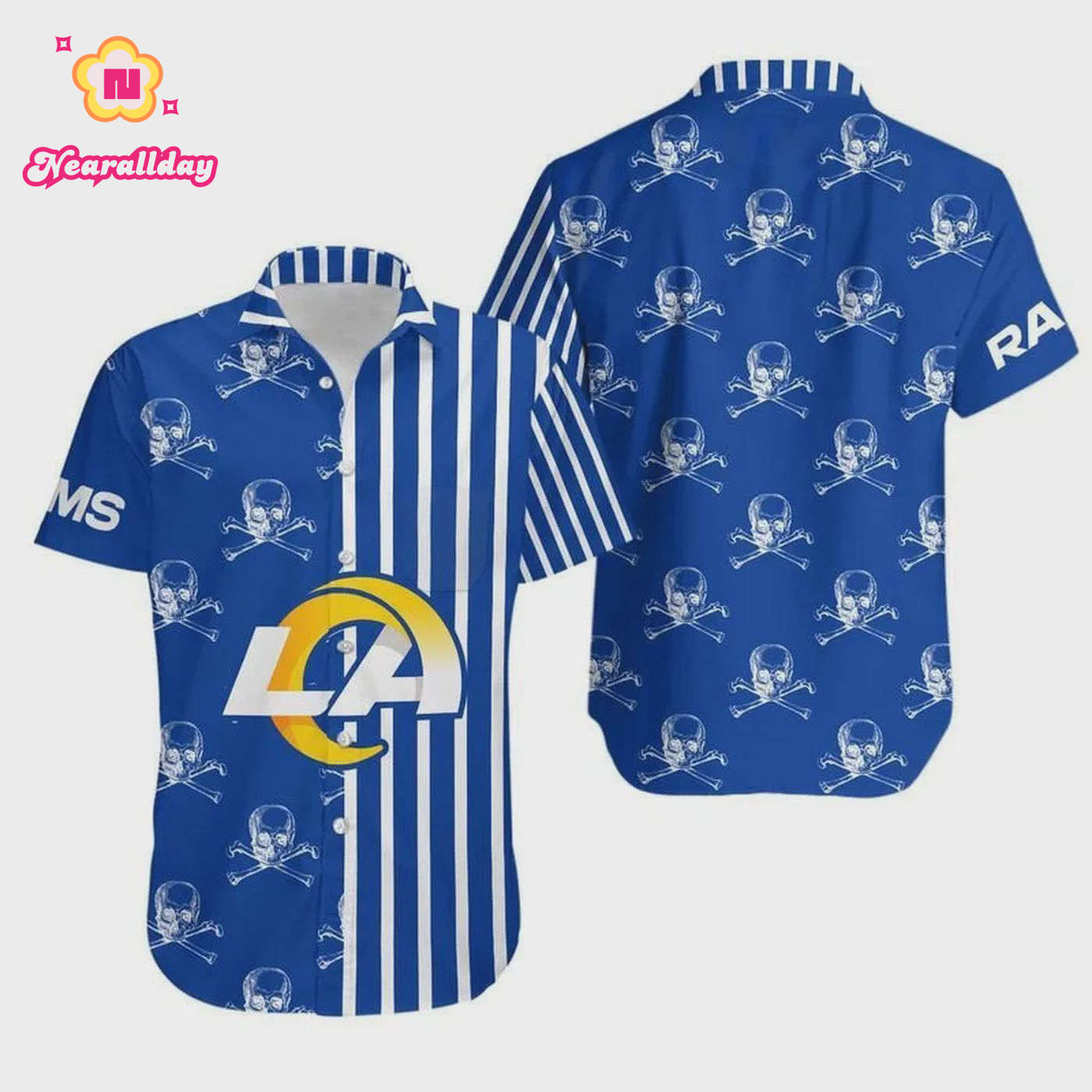 Los Angeles Rams Stripes And Skull Hawaiian Shirt Los Angeles Rams Stripes And Skull Hawaiian Shirt