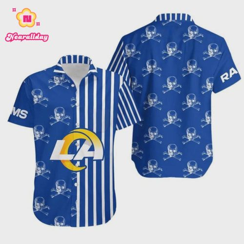 Los Angeles Rams Stripes And Skull Hawaiian Shirt