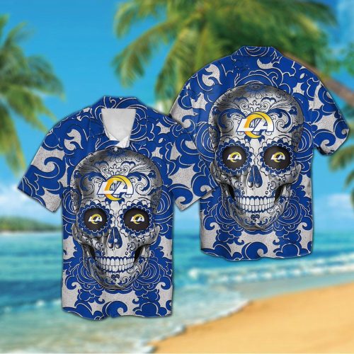 Los Angeles Rams Sugar Skull Hawaiian Shirt