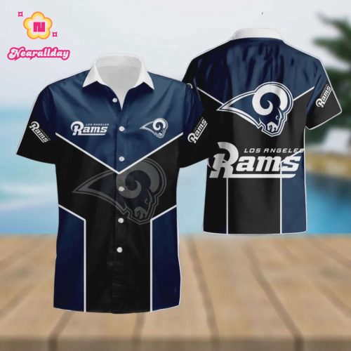 Los Angeles Rams Team Logo Pattern Hawaiian Shirt