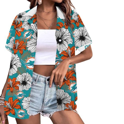 Miami Dolphins Flower Tropical Floral Aloha Hawaiian Shirt