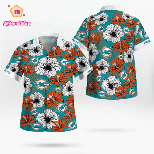 Miami Dolphins Flower Tropical Floral Aloha Hawaiian Shirt