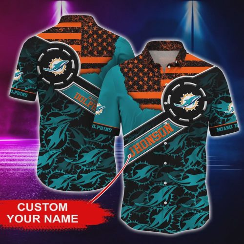 Miami Dolphins Personalized America Flag Hawaiian Shirt