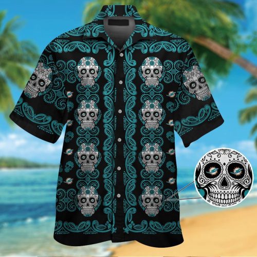 Miami Dolphins Skull Hawaiian Shirt Gift for Men Women #2