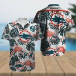 Miami Dolphins Tropical Leaves Hawaiian Shirt Miami Dolphins Tropical Leaves Hawaiian Shirt