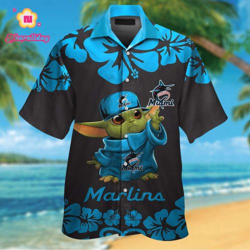 Miami Marlins Baby Yoda Hawaiian Shirt: Official MLB Merchandise