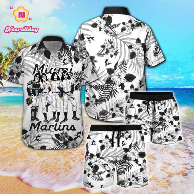 Miami Marlins & Kiss Hawaiian Shirt: Official MLB Merchandise for Fans