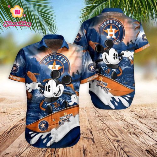 Mickey Aloha Shirt Astros: Houston Astros Surfing Hawaiian Shirt
