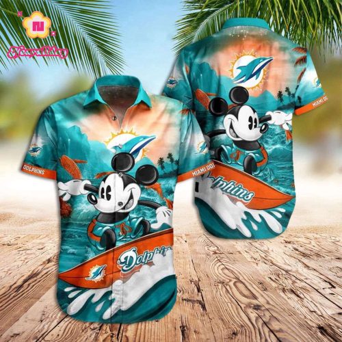 Mickey Aloha Shirt Miami Dolphins Hawaiian Shirt Dolphins With Mickey Hawaiian Shirt