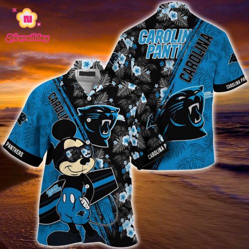 Mickey Mouse Hawaii Shirt Carolina Panthers NFL Floral Pattern For Fans