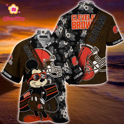 Mickey Mouse Hawaii Shirt Cleveland Browns NFL Floral Pattern For Fans