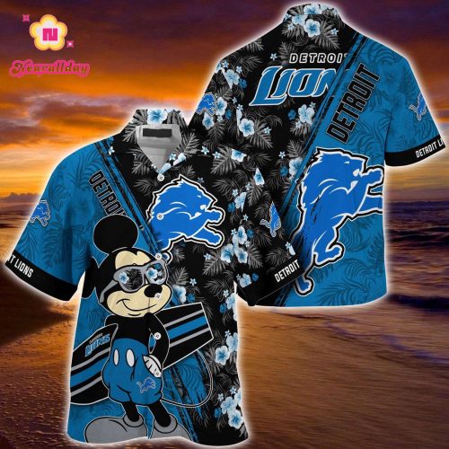 Mickey Mouse Hawaii Shirt Detroit Lions NFL Floral Pattern For Fans