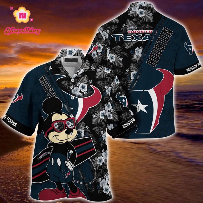 Mickey Mouse Hawaii Shirt Houston Texans NFL Floral Pattern For Fans