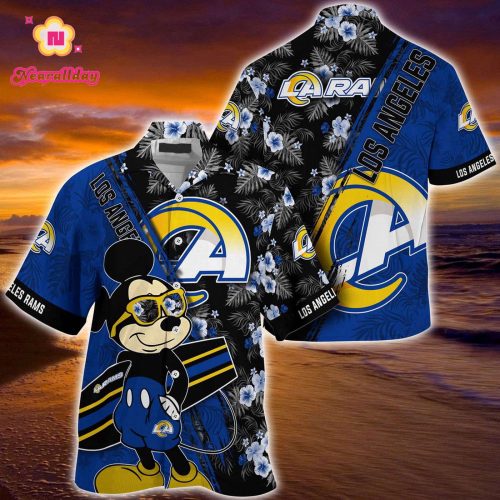 Mickey Mouse Hawaii Shirt Los Angeles Rams NFL Floral Pattern For Fans