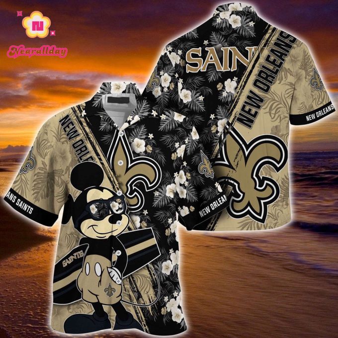 Mickey Mouse Hawaii Shirt New Orleans Saints NFL Floral Pattern For Fans