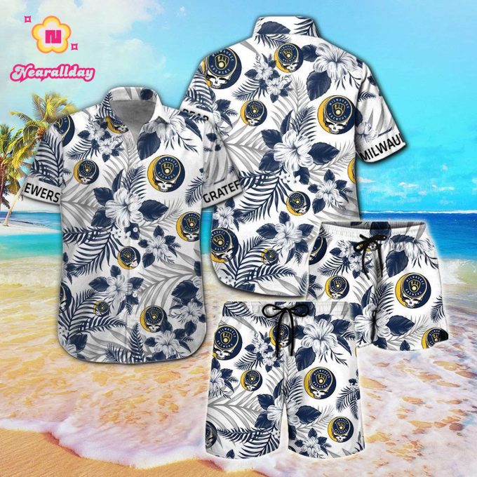 Milwaukee Brewers & Grateful Dead Hawaiian Shirt – Stylish Collaboration for Music & Sports Fans