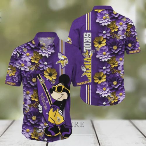 Minnesota Vikings Aloha Mick Pattern Hawaiian Shirt