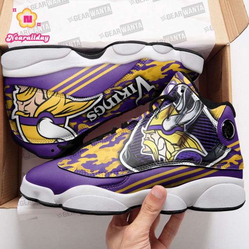 Minnesota Vikings Camo Air Jordan 13 Sneaker Custom For Fans Gift