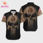 Minnesota Vikings Camouflage Skull Hawaiian Shirt