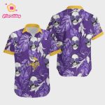 Minnesota Vikings Coconut Leaves And Skulls Hawaiian Shirt