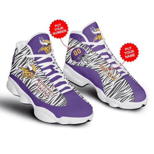 Minnesota Vikings Custom Name Air Jordan 13 Sneakers 1039