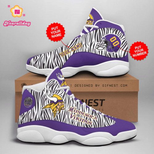 Minnesota Vikings Custom Name Air Jordan 13 Sneakers 1039
