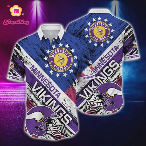 Minnesota Vikings Football Helmet Hawaiian Shirt