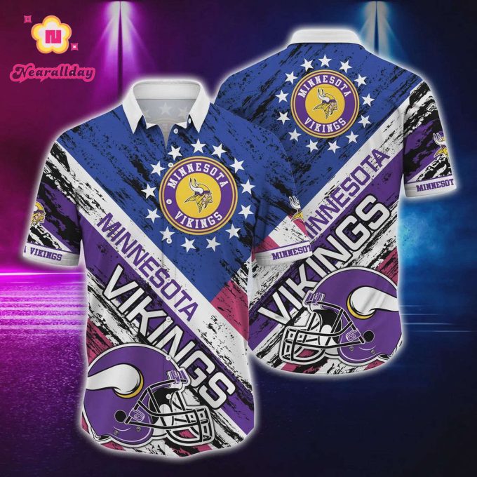 Minnesota Vikings Football Helmet Hawaiian Shirt