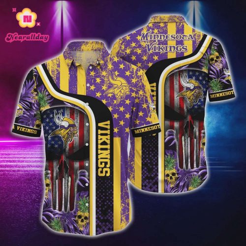 Minnesota Vikings Football Skull Hawaiian Shirt
