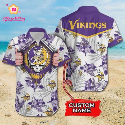 Minnesota Vikings Grateful Dead Custom Name Hawaiian Shirt