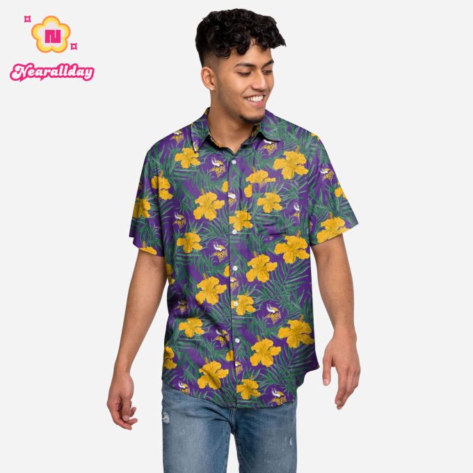 Minnesota Vikings Hibiscus Button Up Shirt