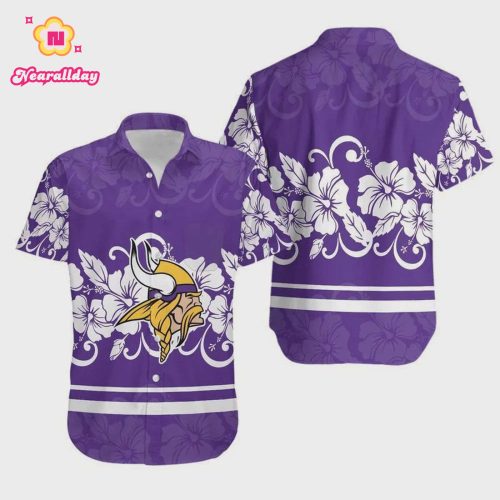 Minnesota Vikings Hibiscus Flowers New Hawaiian Shirt