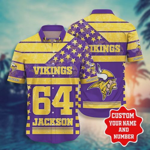 Minnesota Vikings Star 3d Custom Name Hawaiian Shirt