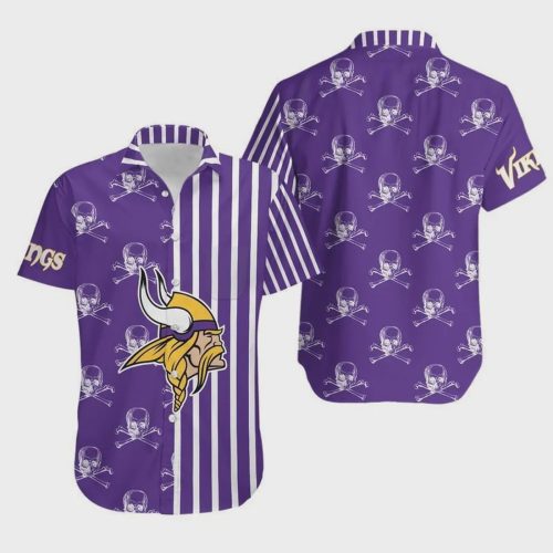 Minnesota Vikings Stripes And Skull Hawaiian Shirt