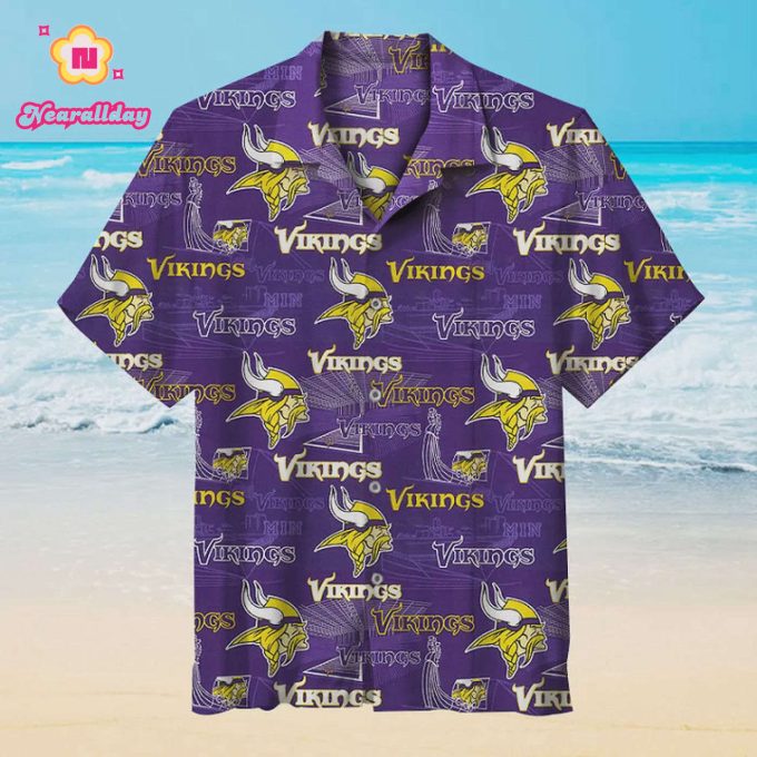 Minnesota Vikings Team Logo Best For Fans Beach Hawaiian Shirt
