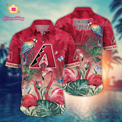 MLB Arizona Diamondbacks Hawaiian Shirt: Pink Crane Flower Pattern for Fans