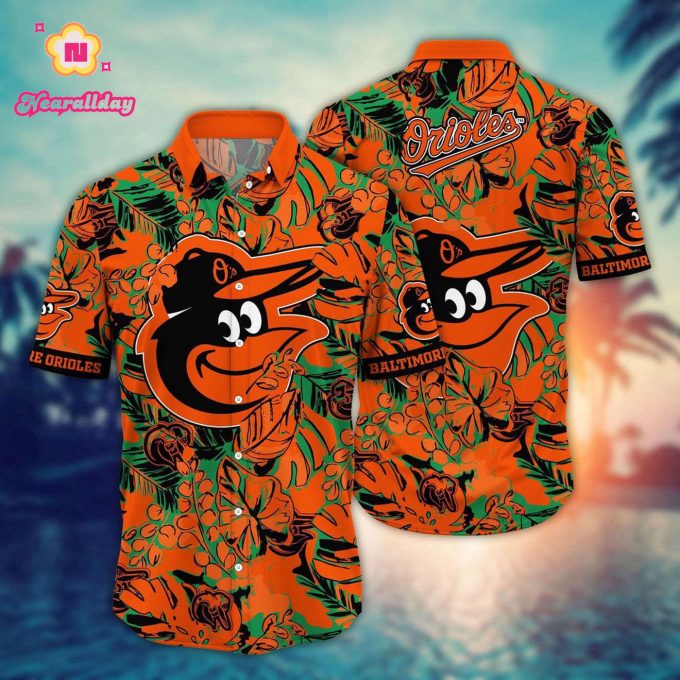 MLB Baltimore Orioles Hawaiian Shirt: Fan Paradise with Flower & Palm Tree Design