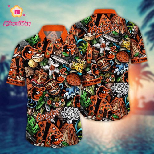 MLB Baltimore Orioles Hawaiian Shirt: Make a Style Statement with Flower Strike Design!