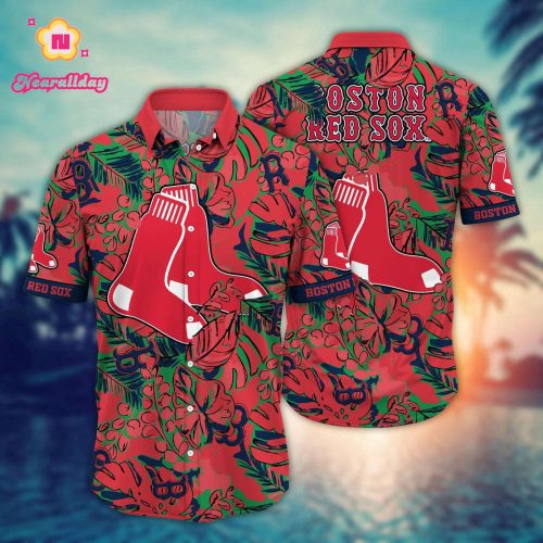 MLB Boston Red Sox Hawaiian Shirt: Fan Favorite with Flower & Palm Tree Design