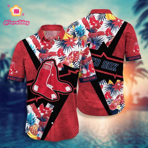 MLB Boston Red Sox Hawaiian Shirt: Swing Into Sunset with Floral Design - Perfect for Fans!